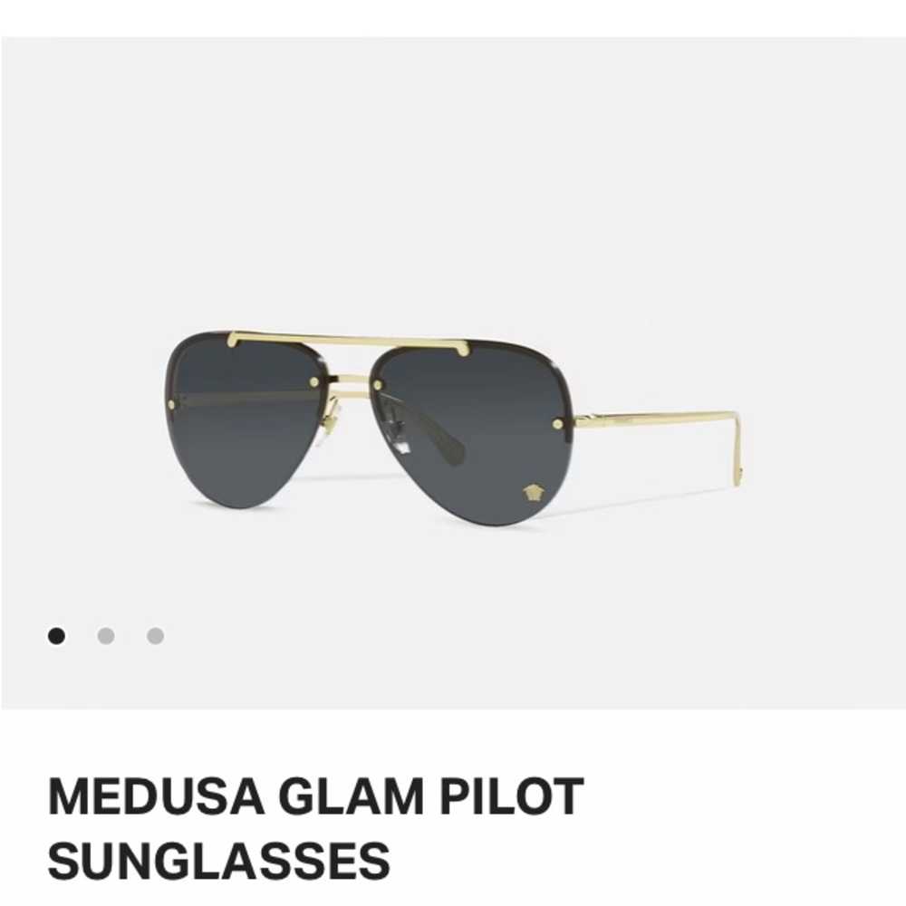 Versace Medusa Pilot Sunglasses - Gold Frame with Black Lenses